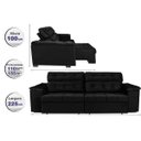 Ver imagem 2 de Sofá Retrátil e Reclinável New Austrália 2,25M Tecido Suede Velusoft Preto Cama Inbox