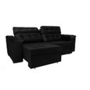 Ver imagem 7 de Sofá Retrátil e Reclinável New Austrália 2,25M Tecido Suede Velusoft Preto Cama Inbox