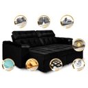 Ver imagem 3 de Sofá Retrátil e Reclinável New Austrália 2.52M Tecido Suede Preto - Cama Inbox