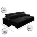 Ver imagem 3 de Sofá Retrátil e Reclinável Oklahoma 2,32M com Molas e Pillow No Assento Tecido Suede Preto Cama