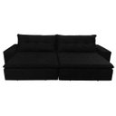Ver imagem 5 de Sofá Retrátil e Reclinável Oklahoma 2,52M com Molas e Pillow No Assento Tecido Suede Preto Cama