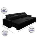 Ver imagem 3 de Sofá Retrátil e Reclinável Oklahoma 2,42M com Molas e Pillow No Assento Tecido Suede Preto Cama