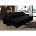 Ver imagem 1 de Sofá Retrátil e Reclinável Oklahoma 2,42M com Molas e Pillow No Assento Tecido Suede Preto Cama
