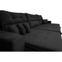 Ver imagem 4 de Sofá Cairo 4,12M Retrátil e Reclinável, Molas No Assento e 6 Almofadas Tecido Suede Preto Cama