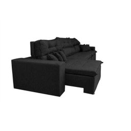 Sofá Cairo 4,12M Retrátil e Reclinável, Molas No Assento e 6 Almofadas Tecido Suede Preto Cama - 7
