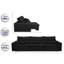 Ver imagem 2 de Sofá Cairo 4,12M Retrátil e Reclinável, Molas No Assento e 6 Almofadas Tecido Suede Preto Cama