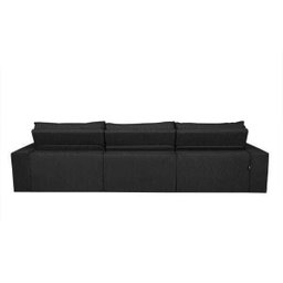 Sofá Cairo 4,12M Retrátil e Reclinável, Molas No Assento e 6 Almofadas Tecido Suede Preto Cama - 6