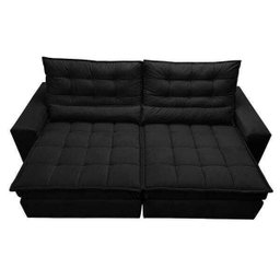 Sofá Retrátil e Reclinável com Molas Ensacadas Cama Inbox Gold 2,32M Tecido Suede Velusoft Preto - 5