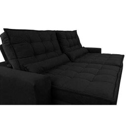 Sofá Retrátil e Reclinável com Molas Ensacadas Cama Inbox Gold 2,32M Tecido Suede Velusoft Preto - 4