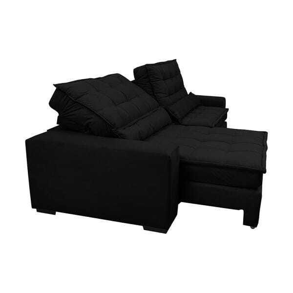 Sofá Retrátil e Reclinável com Molas Ensacadas Cama Inbox Gold 2,52M Tecido Suede Velusoft Preto - 7