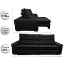 Ver imagem 2 de Sofá Retrátil e Reclinável com Molas Ensacadas Cama Inbox Gold 2,52M Tecido Suede Velusoft Preto