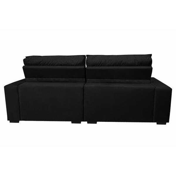 Sofá Retrátil e Reclinável com Molas Ensacadas Cama Inbox Gold 2,52M Tecido Suede Velusoft Preto - 8