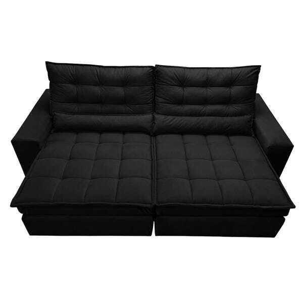 Sofá Retrátil e Reclinável com Molas Ensacadas Cama Inbox Gold 2,52M Tecido Suede Velusoft Preto - 5