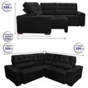 Ver imagem 2 de Sofá de Canto Retrátil e Reclinável, Molas Cama Inbox Austin 2,20M x 2,20M Suede Velusoft Preto