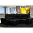Ver imagem 1 de Sofá de Canto Retrátil e Reclinável, Molas Cama Inbox Austin 2,20M x 2,20M Suede Velusoft Preto