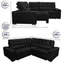 Ver imagem 2 de Sofá de Canto Retrátil e Reclinável, Molas Cama Inbox Austin 2,40M x 2,40M Suede Velusoft Preto