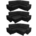 Ver imagem 7 de Sofá de Canto Retrátil e Reclinável, Molas Cama Inbox Austin 2,30M x 2,30M Suede Velusoft Preto