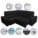 Ver imagem 3 de Sofá de Canto Retrátil e Reclinável, Molas Cama Inbox Austin 2,60M x 2,60M Suede Velusoft Preto