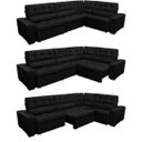 Ver imagem 7 de Sofá de Canto Retrátil e Reclinável, Molas Cama Inbox Austin 3,65x2,54 ou 2,54x3,65 Suede Preto
