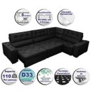 Ver imagem 3 de Sofá de Canto Retrátil e Reclinável, Molas Cama Inbox Austin 3,65x2,54 ou 2,54x3,65 Suede Preto