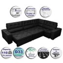 Ver imagem 3 de Sofá de Canto Retrátil e Reclinável, Molas Cama Inbox Austin 3,85x2,64 ou 2,64x3,85 Suede Preto