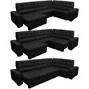 Ver mais imagens de Sofá de Canto Retrátil e Reclinável, Molas Cama Inbox Austin 3,85x2,64 ou 2,64x3,85 Suede Preto