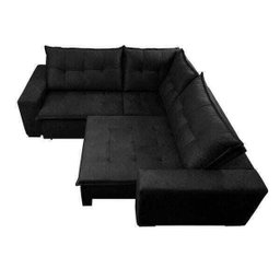 Sofá de Canto Retrátil e Reclinável, Molas Cama Inbox Oklahoma 2,30M x 2,30M Suede Velusoft Preto - 5