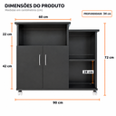 Ver imagem 5 de Armário Multiuso de Cozinha com Rodízios 2 Portas e Nichos para Cantinho do Café - Preto