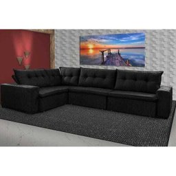 Sofá de Canto Retrátil e Reclinável, Molas Cama Inbox Oklahoma 3,45x2,41 ou 2,41x3,45 Suede Preto - 1