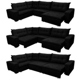 Sofá de Canto Retrátil e Reclinável, Molas Cama Inbox Oklahoma 3,45x2,41 ou 2,41x3,45 Suede Preto - 8