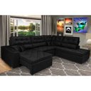 Ver imagem 1 de Sofá de Canto Retrátil e Reclinável com Molas Cama Inbox Platinum 3.00x2.36 Tecido Suede Preto