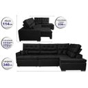 Ver imagem 2 de Sofá de Canto Retrátil e Reclinável com Molas Cama Inbox Platinum 3.40x2.36 Tecido Suede Preto