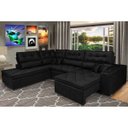 Ver imagem 1 de Sofá de Canto Retrátil e Reclinável com Molas Cama Inbox Platinum Esquerdo 3.00x2.36 Suede Preto