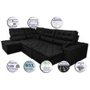 Ver imagem 4 de Sofá de Canto Retrátil e Reclinável com Molas Cama Inbox Platinum Esquerdo 3.00x2.36 Suede Preto
