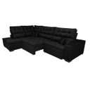 Ver mais imagens de Sofá de Canto Retrátil e Reclinável com Molas Cama Inbox Platinum Esquerdo 3.00x2.36 Suede Preto