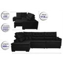 Ver imagem 2 de Sofá de Canto Retrátil e Reclinável com Molas Cama Inbox Platinum Esquerdo 3.00x2.36 Suede Preto