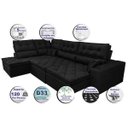 Ver imagem 4 de Sofá de Canto Retrátil e Reclinável com Molas Cama Inbox Platinum Esquerdo 3.40x2.36 Suede Preto