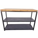 Ver imagem 5 de Banco Sapateira Estilo Industrial (tam G) - 2 Prateleiras de Ferro e Assento de Madeira