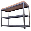 Ver imagem 1 de Banco Sapateira Estilo Industrial (tam G) - 2 Prateleiras de Ferro e Assento de Madeira