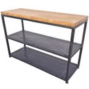 Ver imagem 2 de Banco Sapateira Estilo Industrial (tam G) - 2 Prateleiras de Ferro e Assento de Madeira