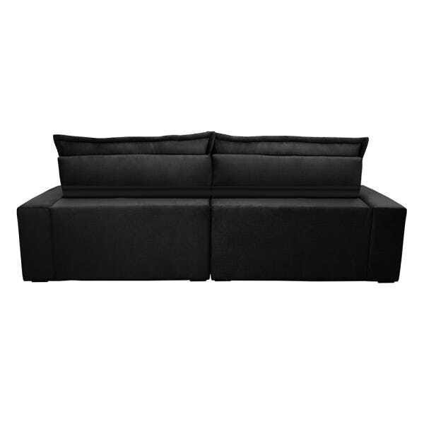 Sofá Retrátil e Reclinável 3,12m com Molas Ensacadas Cama Inbox Soft Tecido Suede Preto - 7