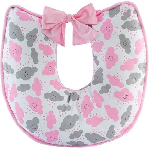 Almofada De Amamentação Capa Com Zíper Algodão nuvens rosa