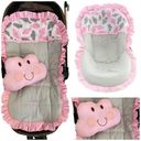 Ver imagem 1 de Kit Capa de Carrinho + Capa Bebê Conforto Nuvens Cinza Rosa