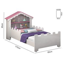 Cama Castelo Menina Princesa e Organizador de Brinquedos Casinha - 2