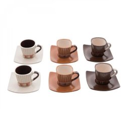 Jogo de Xícaras de Café com Pires Porcelana 12 Peças 90ml Stripes Rojemac - 1 Jogo de Xícaras de Café com Pires Porcelana 12 Peças 90ml Stripes Rojemac - 1