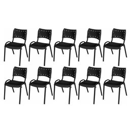 Cadeira Iso Base Preto Escola, Escritório Preto - Kit 10 Un - 2