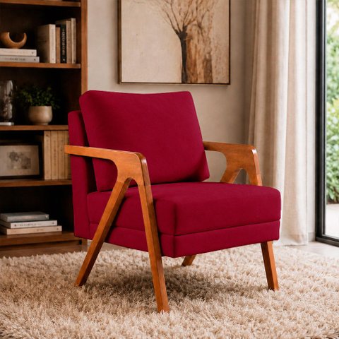 Poltrona Sala de Estar Maya Luxo Suede Marsala M3 - Monari Design