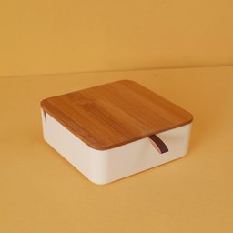 Porta Joias Quadrado com Tampa de Bambu e Espelho - Oikos - 6