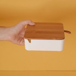 Porta Joias Quadrado com Tampa de Bambu e Espelho - Oikos - 7