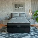 Ver imagem 4 de Cama Box Baú Viúva Preto + Colchão Paris Molas Ensacadas Suede Preto/preto